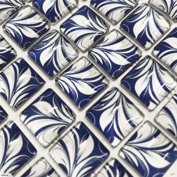Royal Blue Filigree Glass Tiles