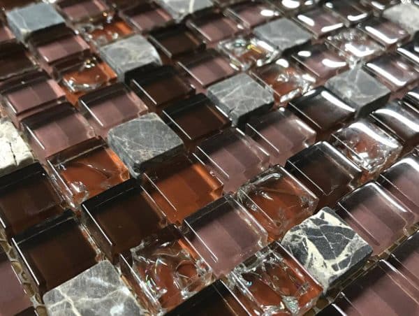 Mocha Crackle Mix Glass Tiles