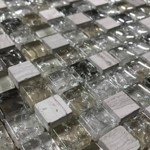 Silver Fog Crackle Mix Glass Tiles
