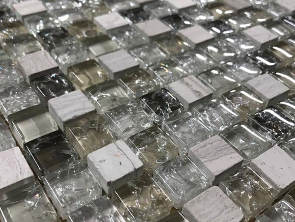 Silver Fog Crackle Mix Glass Tiles