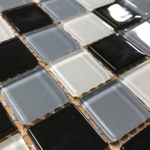 Black, White & Stone Blue Glass Tiles