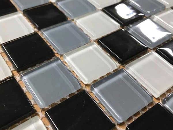 Black, White & Stone Blue Glass Tiles