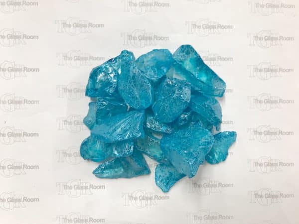 Sky Blue Coated Glass Stone (Cullet), bag approx 300g.